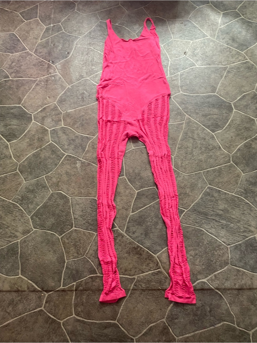 Women Pink Knit Ribbed Bodysuit